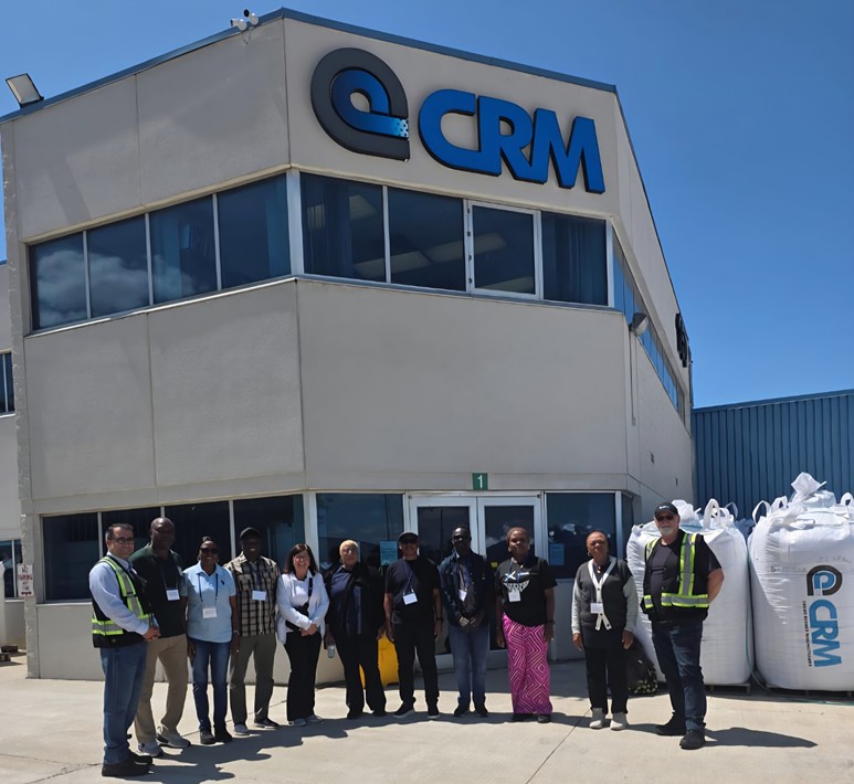 The Nigerian delegation toured the CRM of Canada crumb rubber processing facility in Brantford, Ontario.
